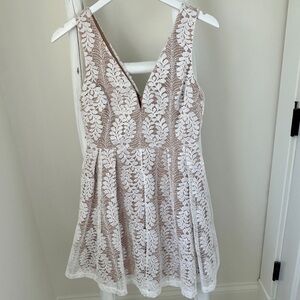 Lulu's White Lace Overlay Mini Dress Size Small